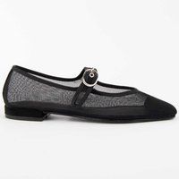 Schwarze Mesh Mary Jane Ballerinas