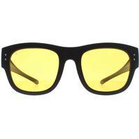 Matte Schwarze Rechteckige Sonnenbrille mit gelben Gläsern