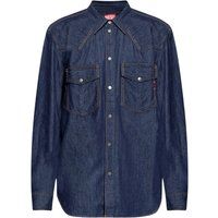 Dunkelblaues Denim Western Hemd