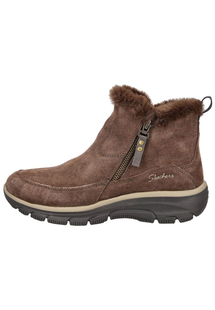 Wildleder-Stiefelette mit Kunstfellbesatz