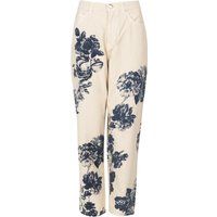 Hochtaillierte Jeans mit Blumendruck