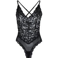 Schwarzer floraler Spitzenbody