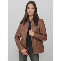Braune Lederjacke mit Stehkragen