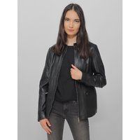 Braune Lederjacke mit Stehkragen