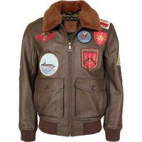 Top Gun Leder Bomberjacke mit Aufnähern