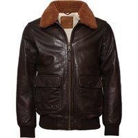 Braune Leder-Pilotenjacke mit Shearling-Kragen