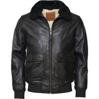 Braune Leder-Pilotenjacke mit Shearling-Kragen