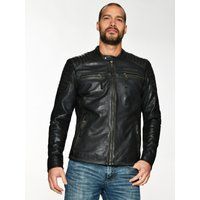 Herren "Top Gun" Leder Biker Jacke