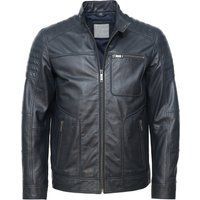 Dunkelblaue Leder-Bikerjacke