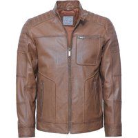 Dunkelblaue Leder-Bikerjacke