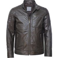 Dunkelblaue Leder-Bikerjacke