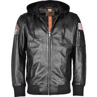 Leder Bomberjacke mit Kapuze