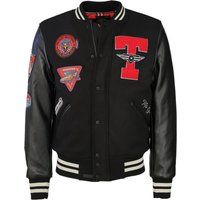 Bomberjacke mit Flicken und Kunstlederärmeln