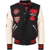 Bomberjacke mit Flicken und Kunstlederärmeln