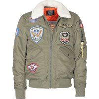 Bomberjacke mit Flicken und Kunstfellkragen