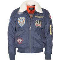 Bomberjacke mit Flicken und Kunstfellkragen