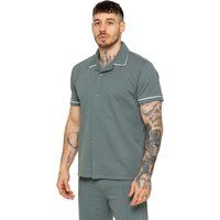 Herren Kurzarm Camp Shirt mit Paspelierung