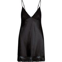 Satin-Chemise mit Spitzenbesatz