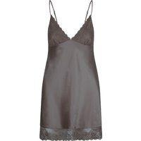Satin-Chemise mit Spitzenbesatz