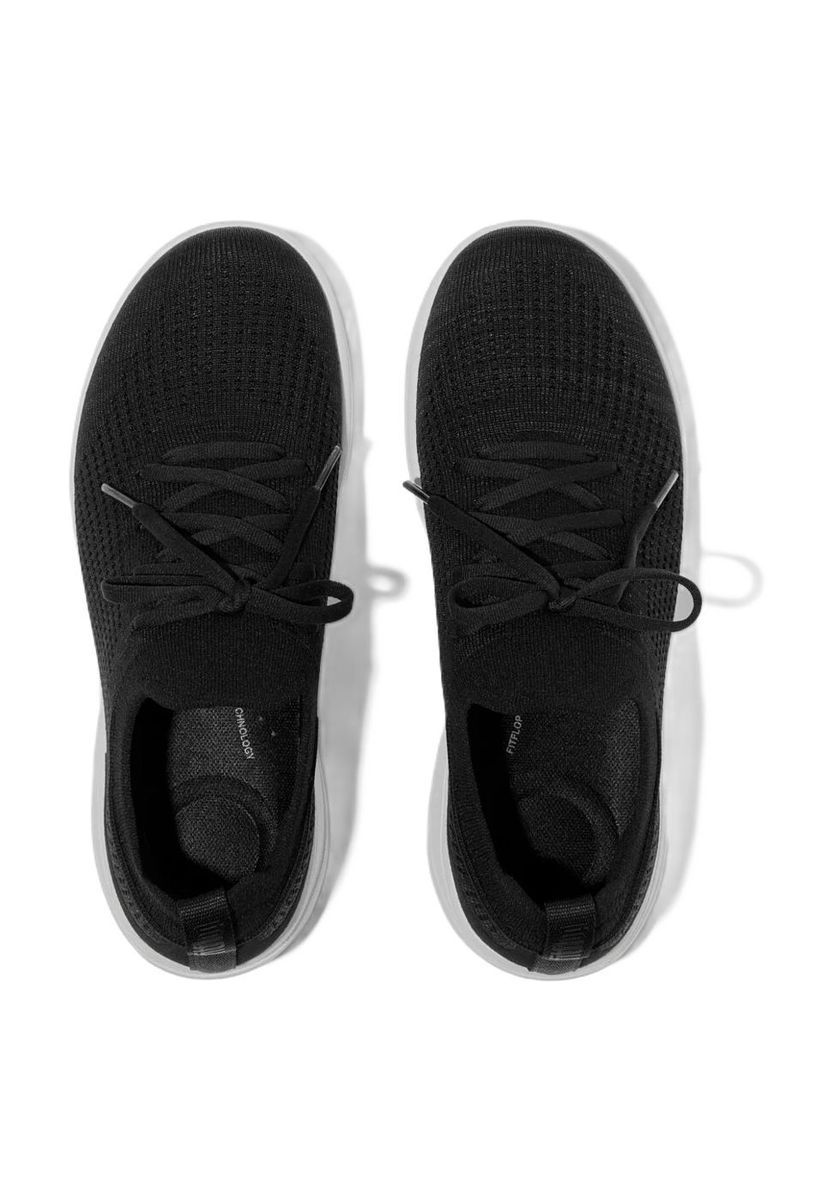 Bequeme schwarze Strick-Sneakers mit Schnürsenkeln