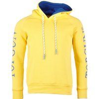 Sonnengelber Baumwoll-Kapuzenpullover mit Grafik