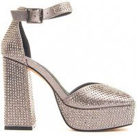 Plateau-Pumps mit Strass und Knöchelriemen