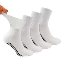 4er-Pack Kurze Bambus-Diabetikersocken mit Grips für Männer und Frauen