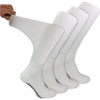 4er-Pack lange Bambus-Socken für Diabetiker mit Grips für Männer und Frauen