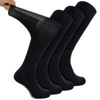 4er-Pack lange Bambusdiabetikersocken mit Noppen für Männer und Frauen