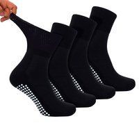 4er-Pack kurze Bambus-Diabetes-Socken mit Griffen für Männer und Frauen