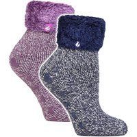 2er Pack Damenweiche Lounge-Socken mit Grips