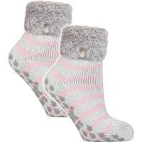 2er-Pack Damen Weiche Lounge-Socken mit Grippaufsatz