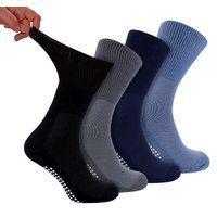 4er-Pack Bambus-Diabetikersocken mit Rutschfesten für Männer und Frauen