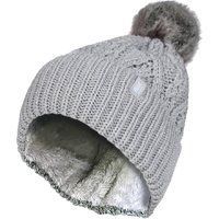 Damen Strickmütze mit Umschlag und Pompon