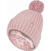 Damen Rippstrick-Mütze mit Umschlag, thermoisoliert, Winter, Pom Pom
