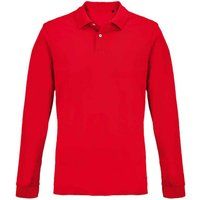 Rotes Langarm Piqué Polo Shirt