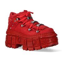 Rote Leder Plateau Stiefeletten