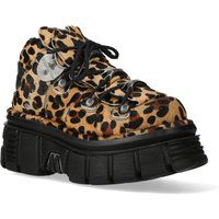 Stiefeletten mit Leopardenmuster und Plateausohle