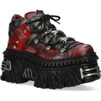 Rote und silberne Gothic-Plateau-Stiefel