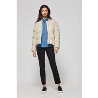 Beige Stepp-Bomberjacke mit Logo-Detail