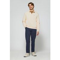 Herren Ecru Sweatshirt mit halbem Reißverschluss