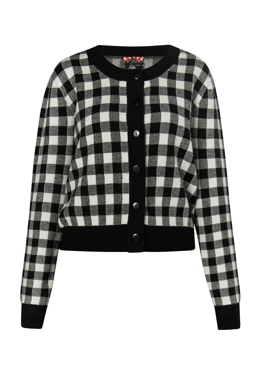 Mymo Strickjacke Damen schwarz weiss