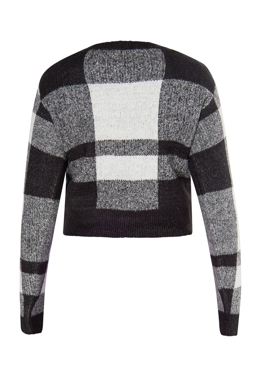 Klassische Kurzstrickjacke mit Karomuster