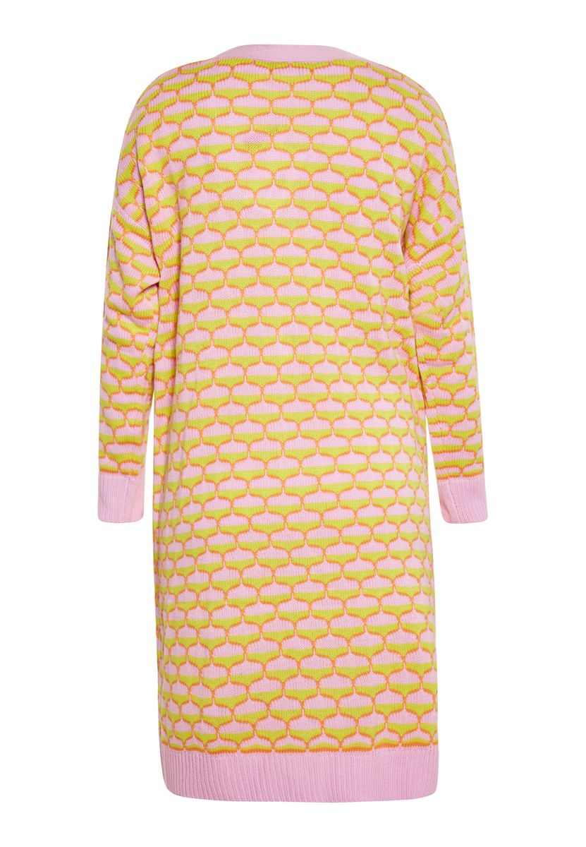 Langer Cardigan mit Wabenmuster