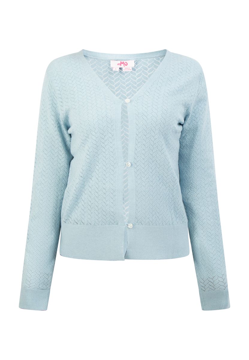 Mymo Strickjacke Damen hellblau