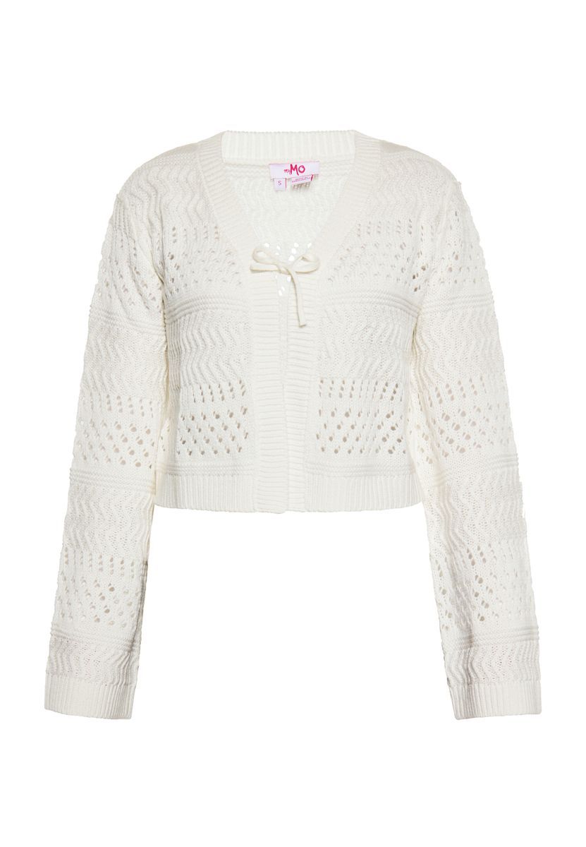 Offene Strickjacke mit Bindedetail