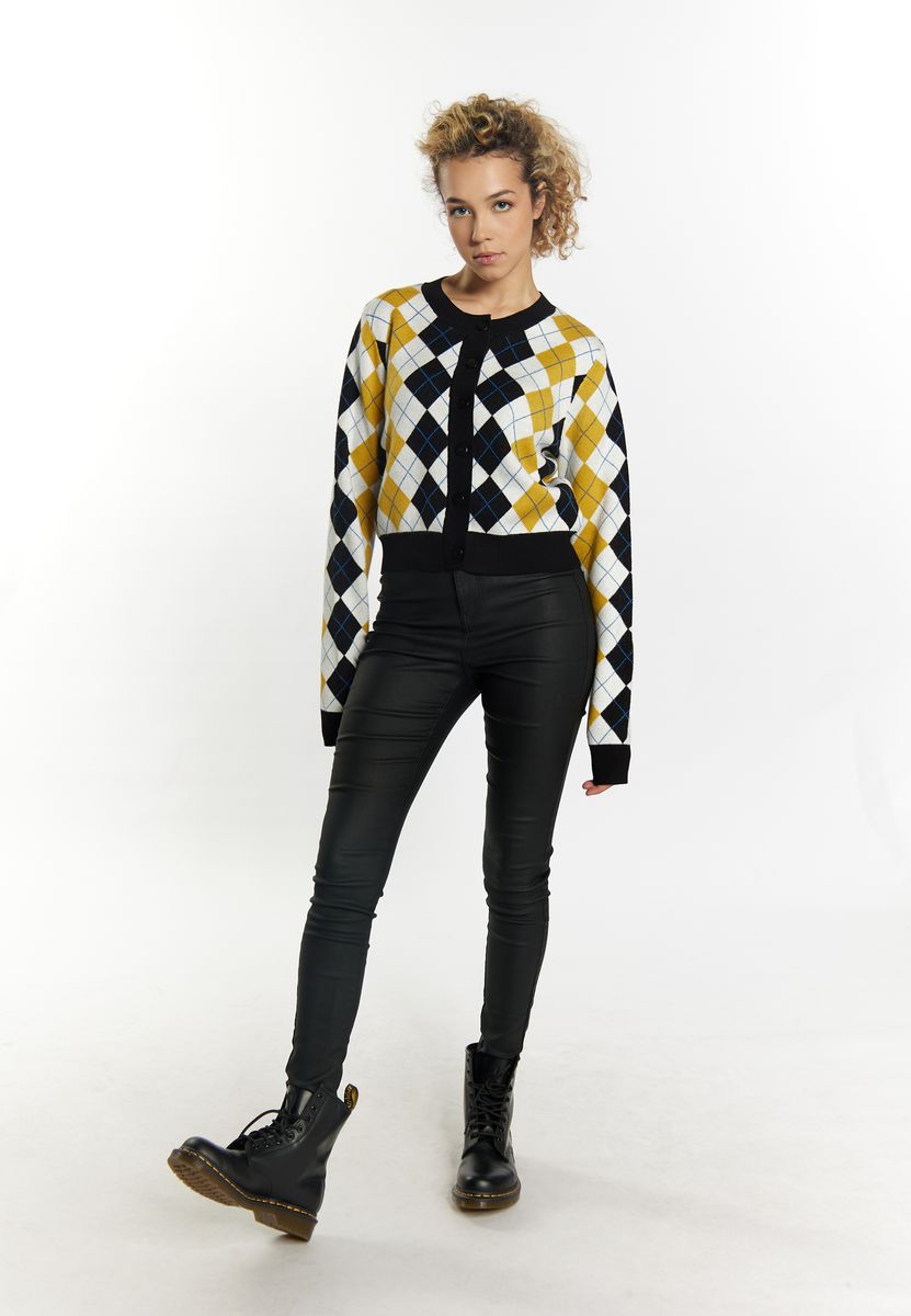 Kurze Strickjacke mit Argyle-Muster