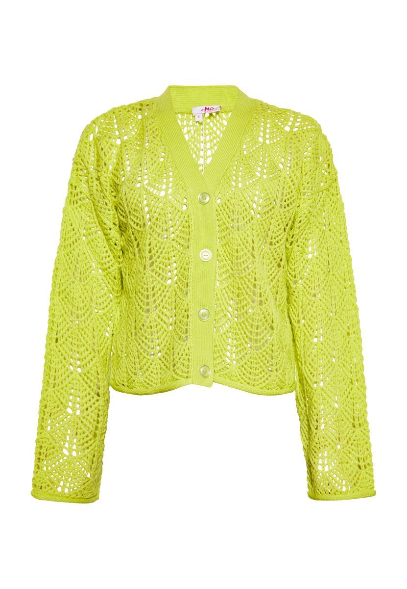 Gehäkelte Strickjacke in Limettengrün