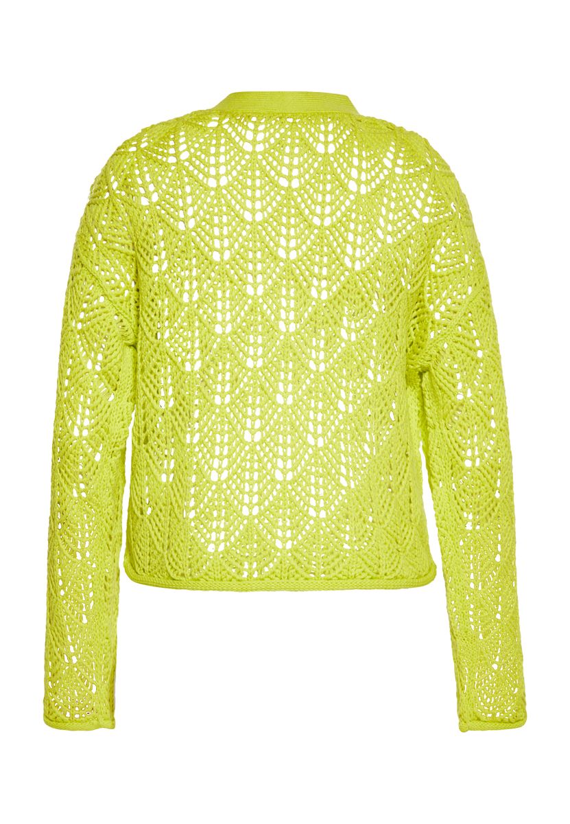 Verkürzte Strickjacke mit Lochmuster