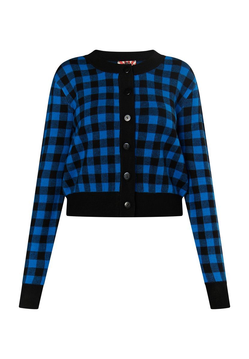 Mymo Strickjacke Damen Schwarz-Blau